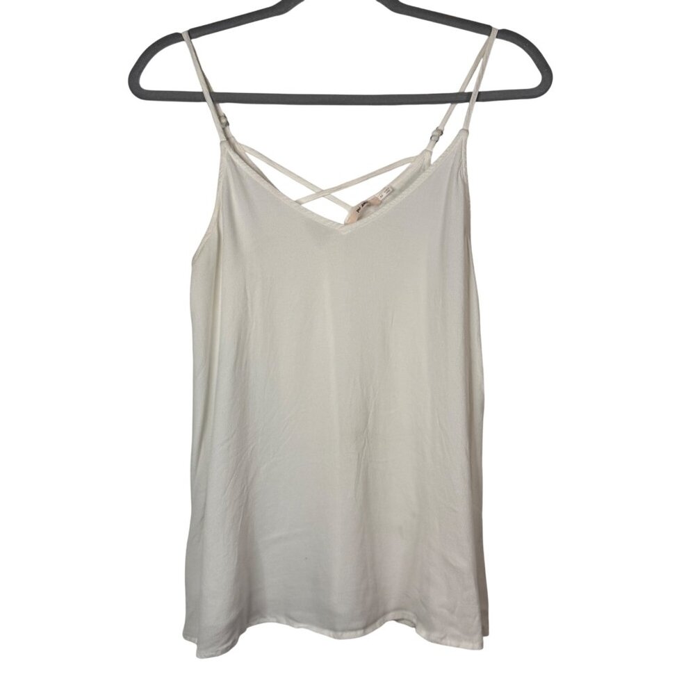 Francescas Mi Ami White Criss Cross Cami Tank Top Size M Minimalist Cottagecore
